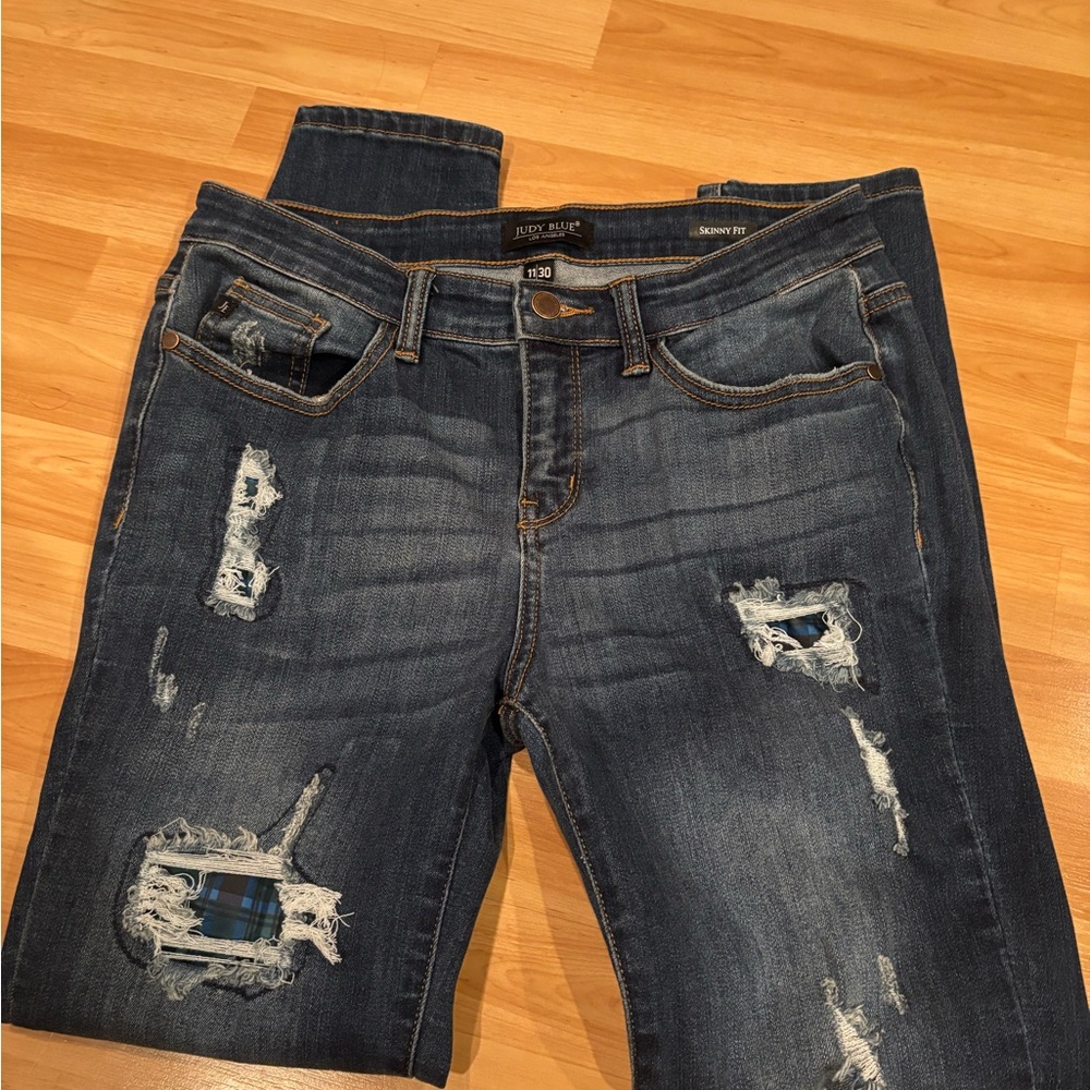 Judy Blue Distressed Dark Blue Jeans